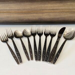 Pageant Harvest Mixed Lot Of 10 Assorted Stainless Flatware Japan Fruit Pattern